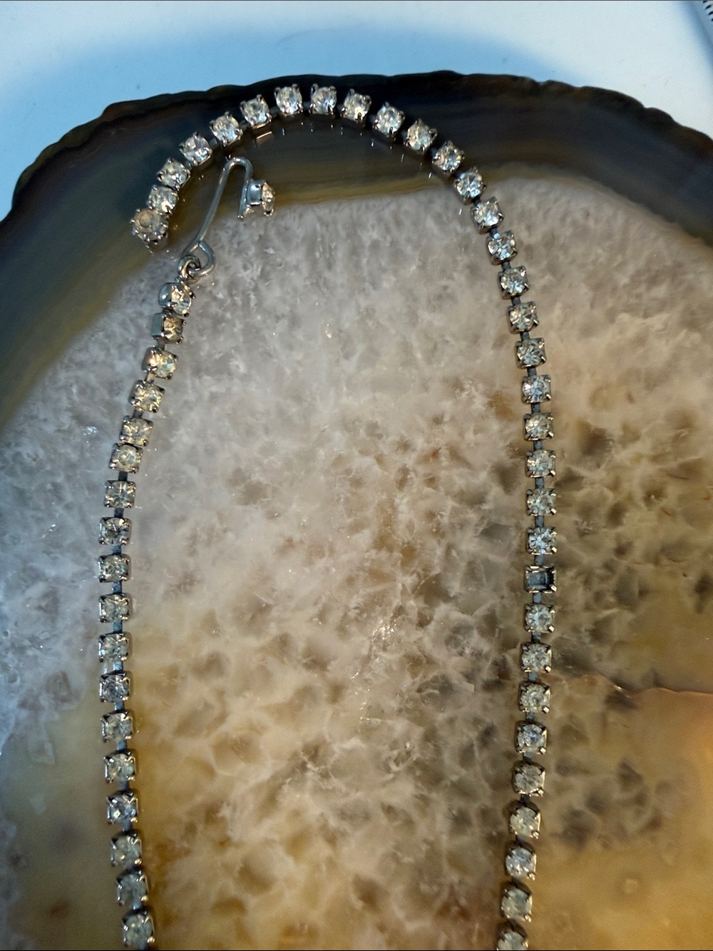 Vintage Rhinestone Tassel Statement Necklace - Silver 14” appx - Picture 3 of 6